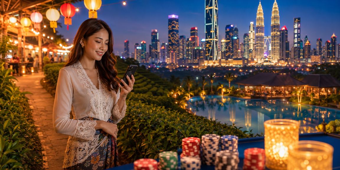 Pemain slot online di Kuala Lumpur menggunakan telefon pintar